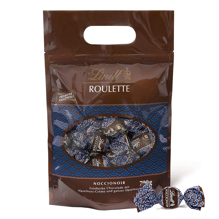 Lindt Schokolade ROULETTE Kugeln Noccionoir | 700 G | Feinherbe Schokolade Mit Einer Ganzen Haselnuss Eingebettet in Haselnusscreme | Pralinengeschenk | Schokoladen Großpackung