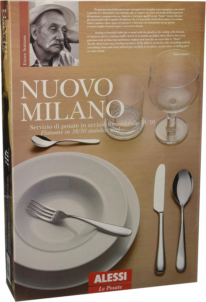 Alessi 5180S24M Nuovo Milano 24-Teiliges Monobloc-Besteckset Aus Edelstahl 18/10 Poliert