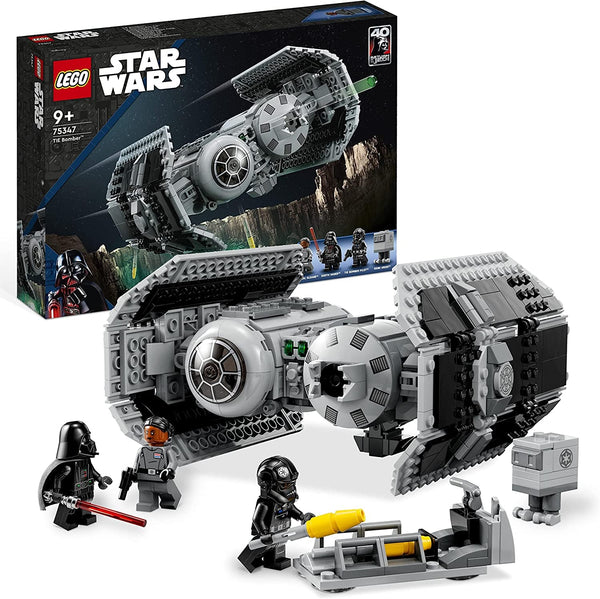 LEGO Star Wars TIE Bomber Model Kit cu Darth Vader Minifigure cu Lightsaber și Gonk Droid, jucărie construibilă cu Starfighter ca un cadou 75347