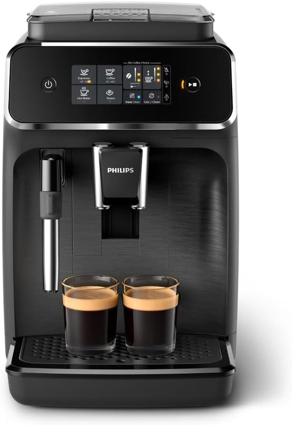 Aparat de cafea complet automat Philips Series 2200 - 2 tipuri de cafea, spumă de lapte clasică, afișaj tactil intuitiv, râșniță 100% ceramică, negru mat (EP2220/10)