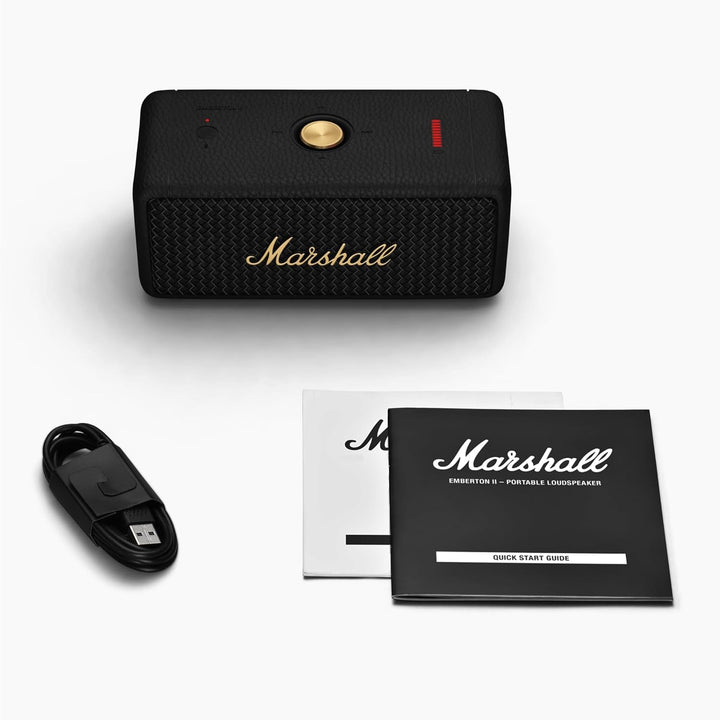 Marshall Emberton II Difuzor portabil Bluetooth, fără fir, rezistent la apă - negru și alamă