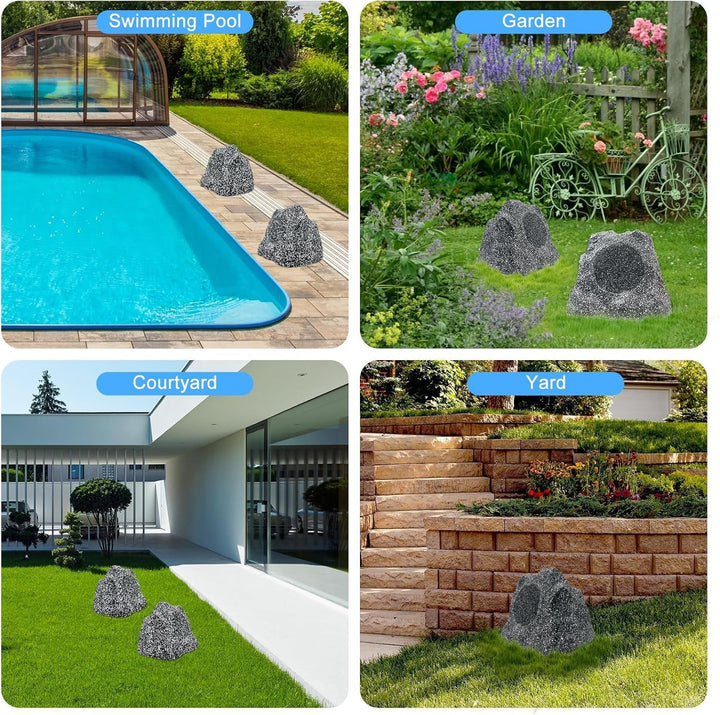Herdio 6.5" Outdoor Rock Lautsprecher Hardwired 400 Watt, IPX6 Wasserdichtes Design Für Pool, Garten, Deck Und Outdoor Aktivitäten (Paar)
