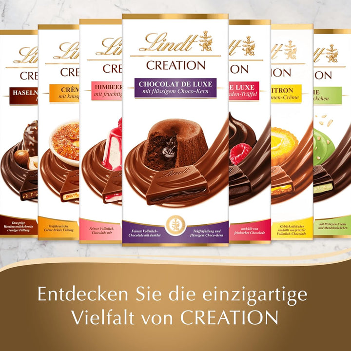 Lindt Schokolade Creation Créme Brûlèe Tafel | Crème Brûlée Füllung Mit Knusprigem Karamell, Umhüllt Von Feinster Vollmilch-Schokolade | Schokoladentafel | Schokoladengeschenk, 150G