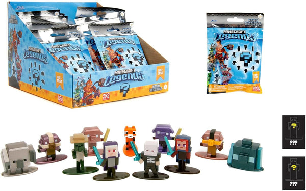 Jada Toys - Minecraft Blind Pack Nanofigs, Wave 2, Minecraft Legends Nano Metal Collectible Figure, Diverse modele, 4 Cm, Vârsta 3+, Negru