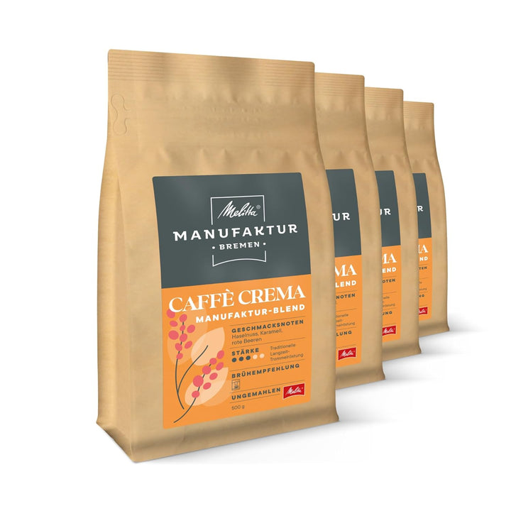 Melitta Manufaktur-Kaffee Caffè Crema Spezialitäten-Kaffee, 500G, Kaffee-Bohnen, Ungemahlen, Single-Origin-Farm-Kaffee Aus Costa Rica, Geröstet in Deutschland, Stärke 3