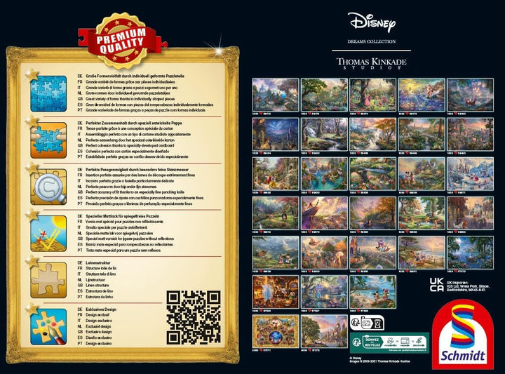 Schmidt Spiele 58038 Disney, Cenusareasa fericita pentru totdeauna, Thomas Kinkade, puzzle jigsaw 1000 piese, multicolor