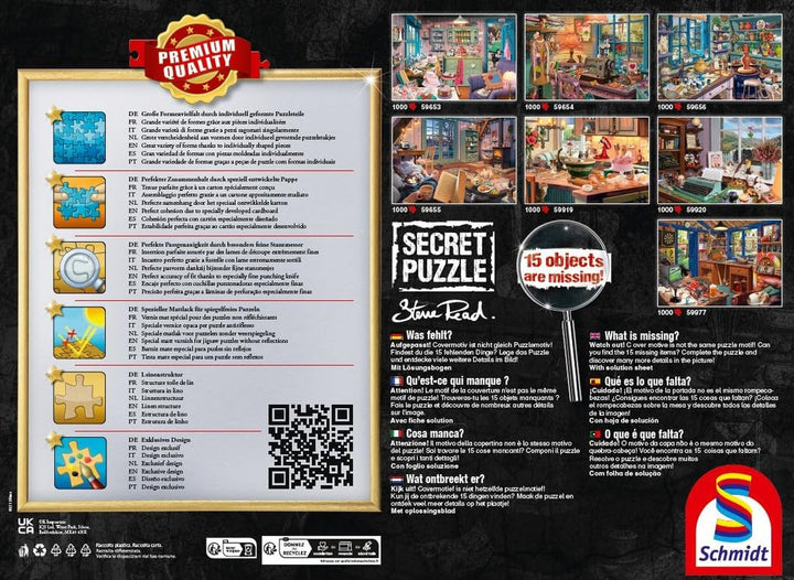 Schmidt Spiele 59654 Puzzle secret, În camera de cusut, puzzle jigsaw 1000 piese