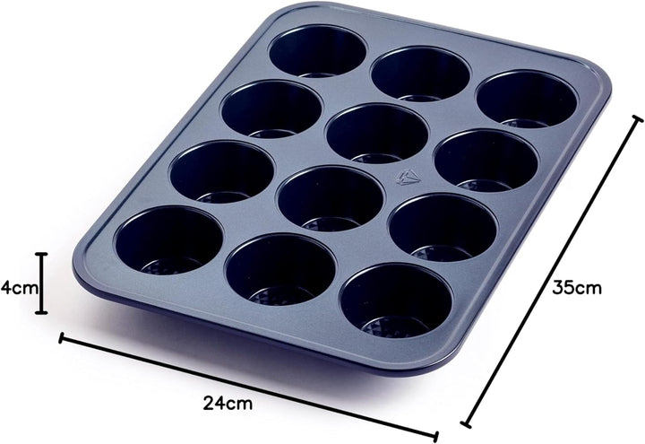 Blue Diamond Bakeware 12Er Muffinform Mit Antihaftbeschichtung, Blau