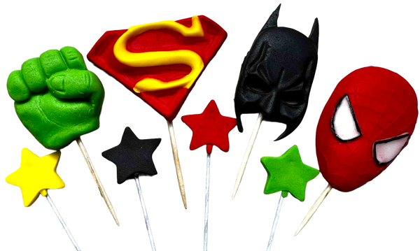 Set 8 décorations comestibles, super héros