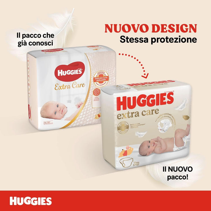 Huggies Extra Care Bebè Windeln, Größe 1 (2-5 Kg), Packung Mit 28 Stück