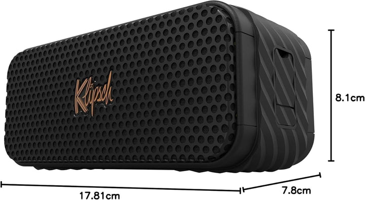 Klipsch, Nashville, Difuzor Bluetooth portabil, Standard Ip67, Rezistent la apă și praf, Autonomie 24 ore, Bluetooth 5.3, Curea de transport reglabilă și detașabilă, Negru.