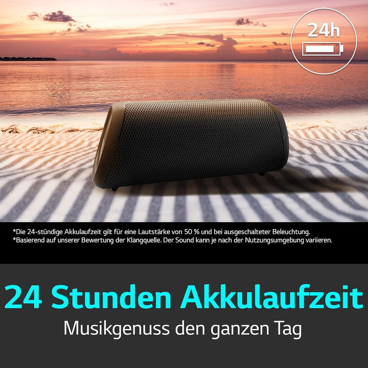 LG XBOOM Go DXG7, Difuzor Bluetooth portabil (40 wați, Google Assistant, Siri, iluminare), gri