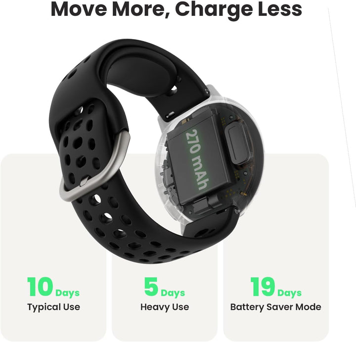 AMAZFIT Active 2 Smartwatch 44mm, hărți GPS cu direcție, fitness tracker, baterie de 10 zile, monitorizarea somnului, 160+ moduri de sport, rezistent la apă, pentru Android & Apple iPhone, silicon negru