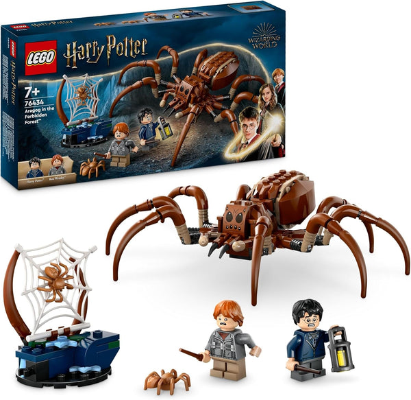 LEGO Harry Potter Aragog în Pădurea Interzisă, set de joacă fantasy cu păianjen, creatură mitică, 2 minifigurine, cadou magic pentru băieți, fete și fani cu vârsta peste 7 ani 76434