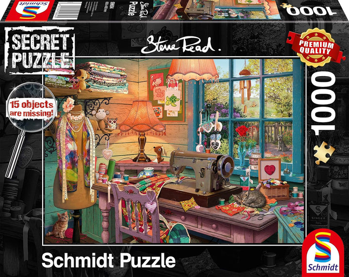 Schmidt Spiele 59654 Puzzle secret, În camera de cusut, puzzle jigsaw 1000 piese