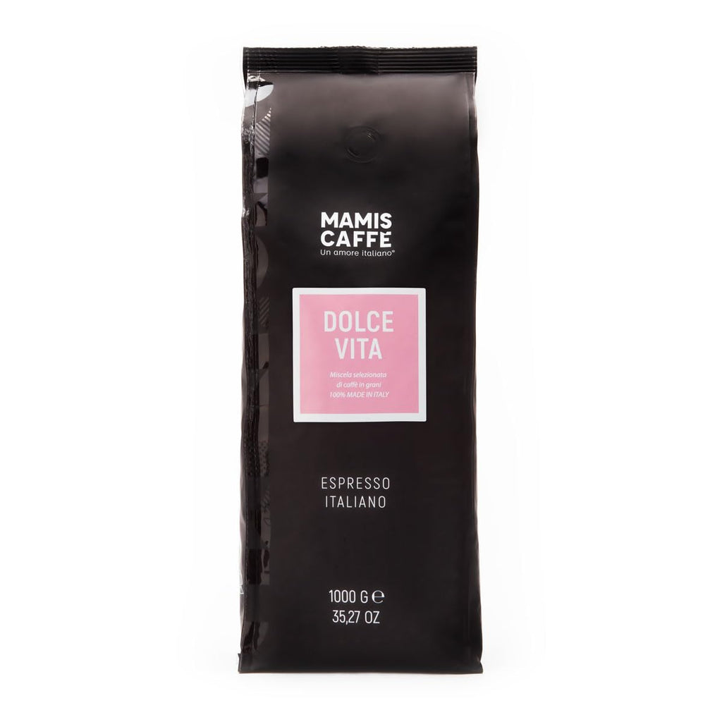 Mamis Caffè Dolce Vita (1 Kg) - Ganze Espressobohnen Mittel Gerösteter Kaffee Mit Leichter Süße - Italienischer Espresso Mit Dicker Crema - Perfekt Als Cappuccino Oder Latte Macchiato