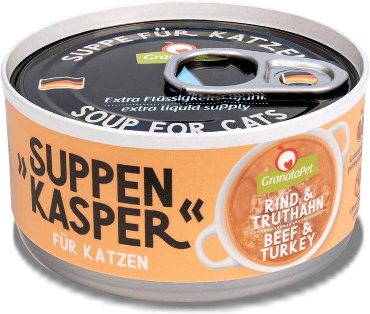 Granatapet Suppenkasper Multipack 6 varietăți, 12 X 70 G, Gustări pentru pisici, Răsfățuri pentru hidratare suplimentară, Supapă împotriva foametei mici, Hrană pentru pisici fără cereale și fără zahăr adăugat