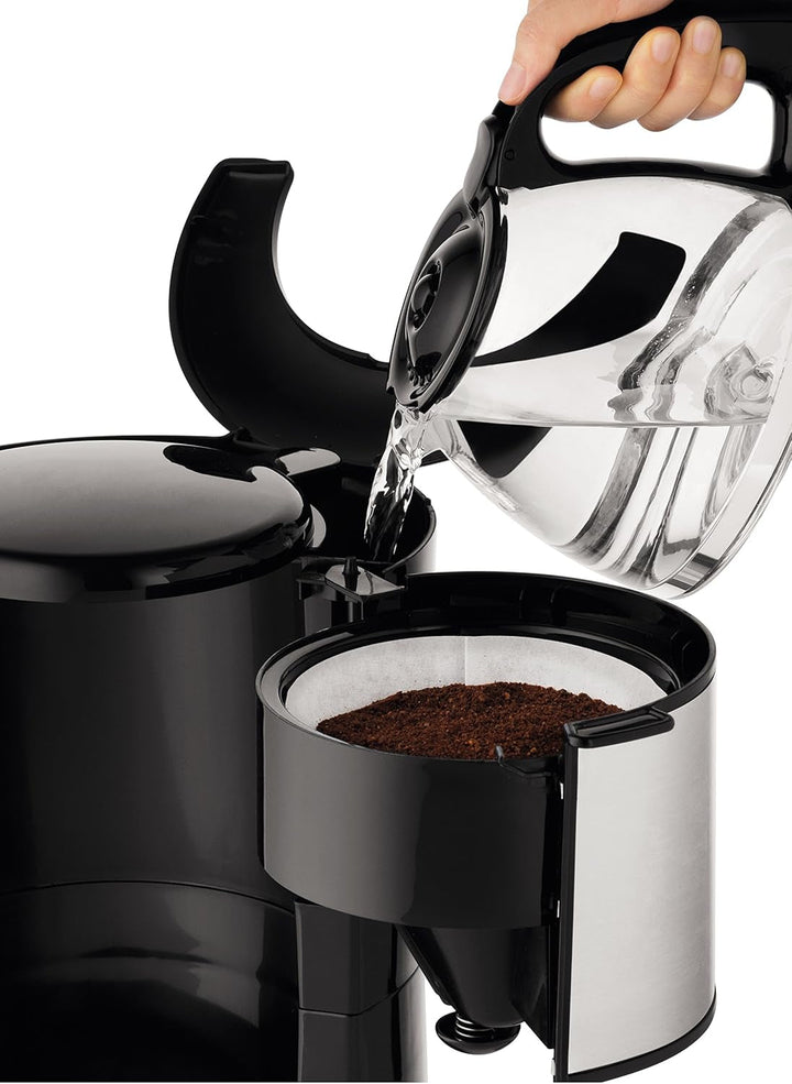 Moulinex FG360811 Cafetieră din sticlă Subito oțel inoxidabil mat, negru, 15 cești