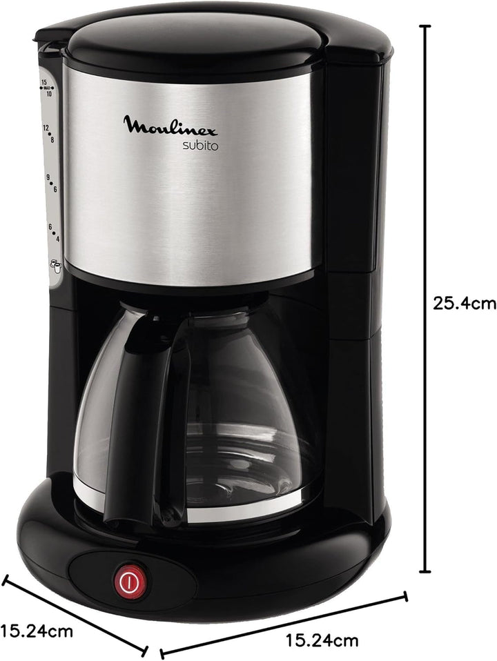 FG360811 Espressor Subito din sticlă, oțel inoxidabil mat, negru, 15 cești