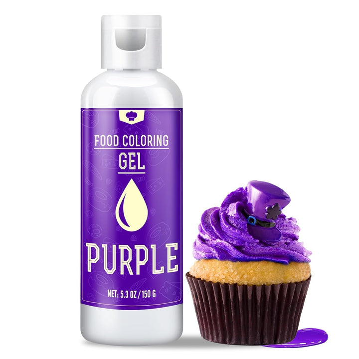 Lebensmittelfarbe Gel - 150G Konzentrierte Gel Lebensmittel Farben Zum Backen, Kuchen Dekorieren, Kekse Und Macaron - Zuckerfrei Food Coloring Für Getränken, Osterei, DIY Seifen Und Basteln (Weiß) Naty Shop Lila