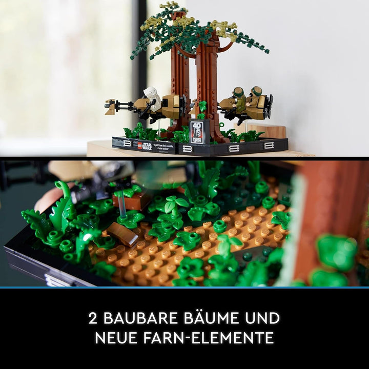 LEGO 75353 Star Wars Pursuit on Endor - Set Diorama, Întoarcerea Cavalerilor Jedi cu Luke Skywalker, Prințesa Leia & Scout Trooper și Speeder Bikes, 40th Anniversary
