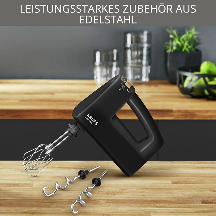 Krups 3Mix 7000 Handmixer 60 Jahre Special Edition, 500 Watt, Knet- Und Rührhaken Aus Edelstahl, Langes Netzkabel, Zubehörtasche, F6085811, Schwarz/Kupfer