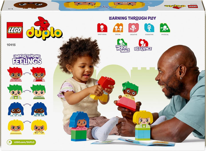 LEGO DUPLO Big Feelings, joc de stivuire pentru construcții cu 23 de cărămizi colorate și 4 figurine, jucărie pentru abilități motorii pentru a promova dezvoltarea socială și emoțională a copiilor mici de la 18 luni 10415