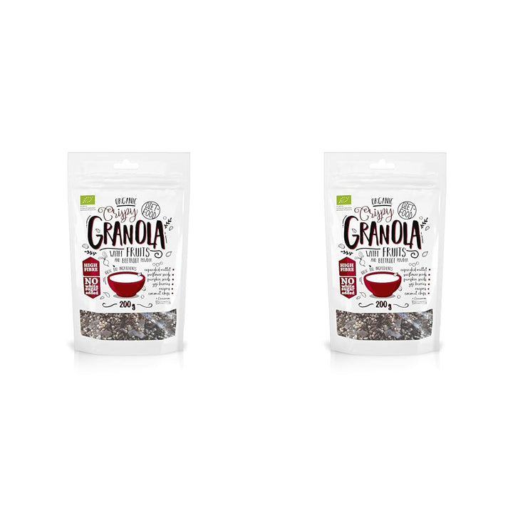 DIET-FOOD Keto Granola Mit Himbeere Low Carb Und Fettarm Glutenfreies Granola Frühstücksmüsli Non-Gmo Snack Ohne Zuckerzusatz 200G 1Er Pack