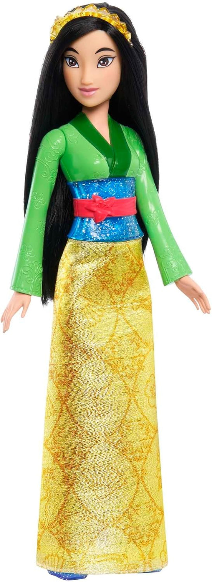 Mattel DISNEY Prințesa Aurora - păpușă cu ținută tipică, pantofi detașabili și diademă, top strălucitor și fustă detașabilă cu model, păr lung de coafat, HLW09