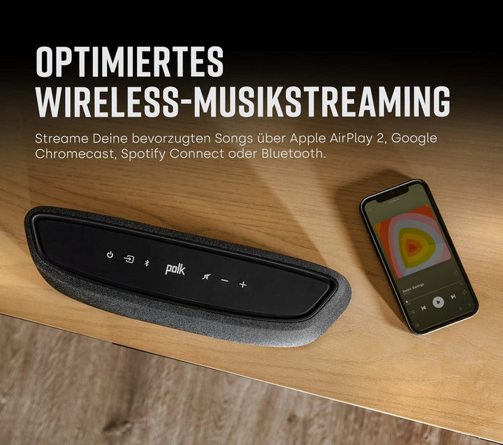 Polk Audio Magnifi Mini AX Ultrakomakte Tv-Soundbar Mit Wireless Subwoofer, Dolby Atmos Und DTS:X, HDMI Earc, Bluetooth, Airplay 2, Google Chromecast, Schwarz