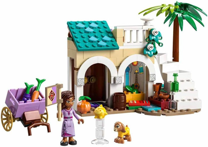 LEGO 43223 Disney Wish Asha în orașul Rosas, set de film Wish cu piață, mini păpușă Asha, Valentino ca capră de jucărie și figuri de stele, cadou pentru copii de la 6 ani, fete și băieți