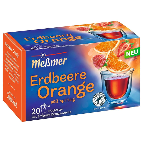 Meßmer Căpșuni-portocale | 20 pliculețe de ceai | Fără gluten | Fără lactoză | Vegan