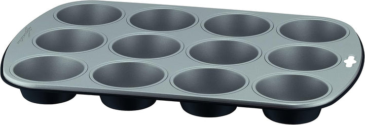 Gustosa Backform 12 Muffin Aus Stahl, Antihaftbeschichtet, Für Backofen, Schwarz, 38 X 27 Cm