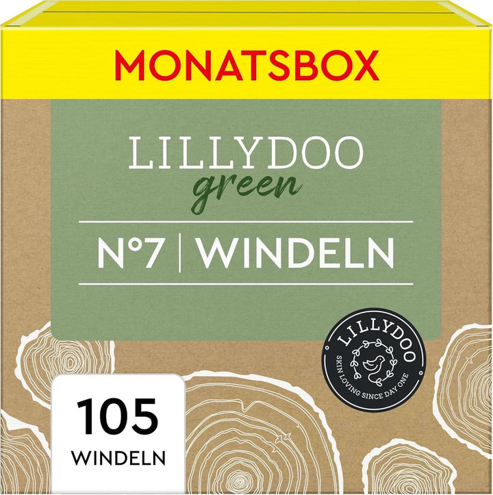 LILLYDOO Green Umweltschonende Windeln, Größe 7 (15+ Kg), Monatsbox (105 Windeln)