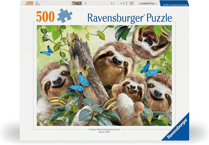 Ravensburger Puzzle 12000203 - Sloth Selfie - puzzle jigsaw 500 piese pentru adulți și copii de peste 10 ani, puzzle cu motiv animalier