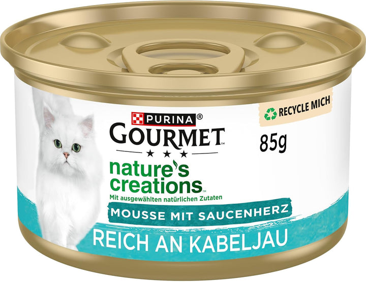 Gourmet Nature'S Creations Mousse With Sauce Heart Hrană umedă pentru pisici, bogată în pui, 12Pack (12 X 85G)