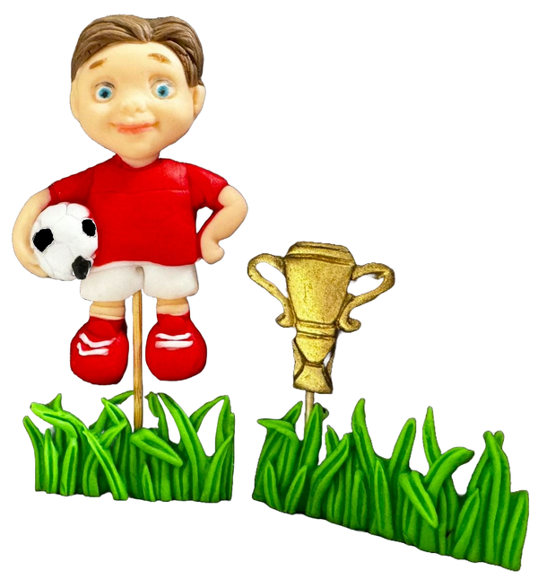 Set 4 decoratiuni comestibile din zahar, Fotbalist - Naty Shop 