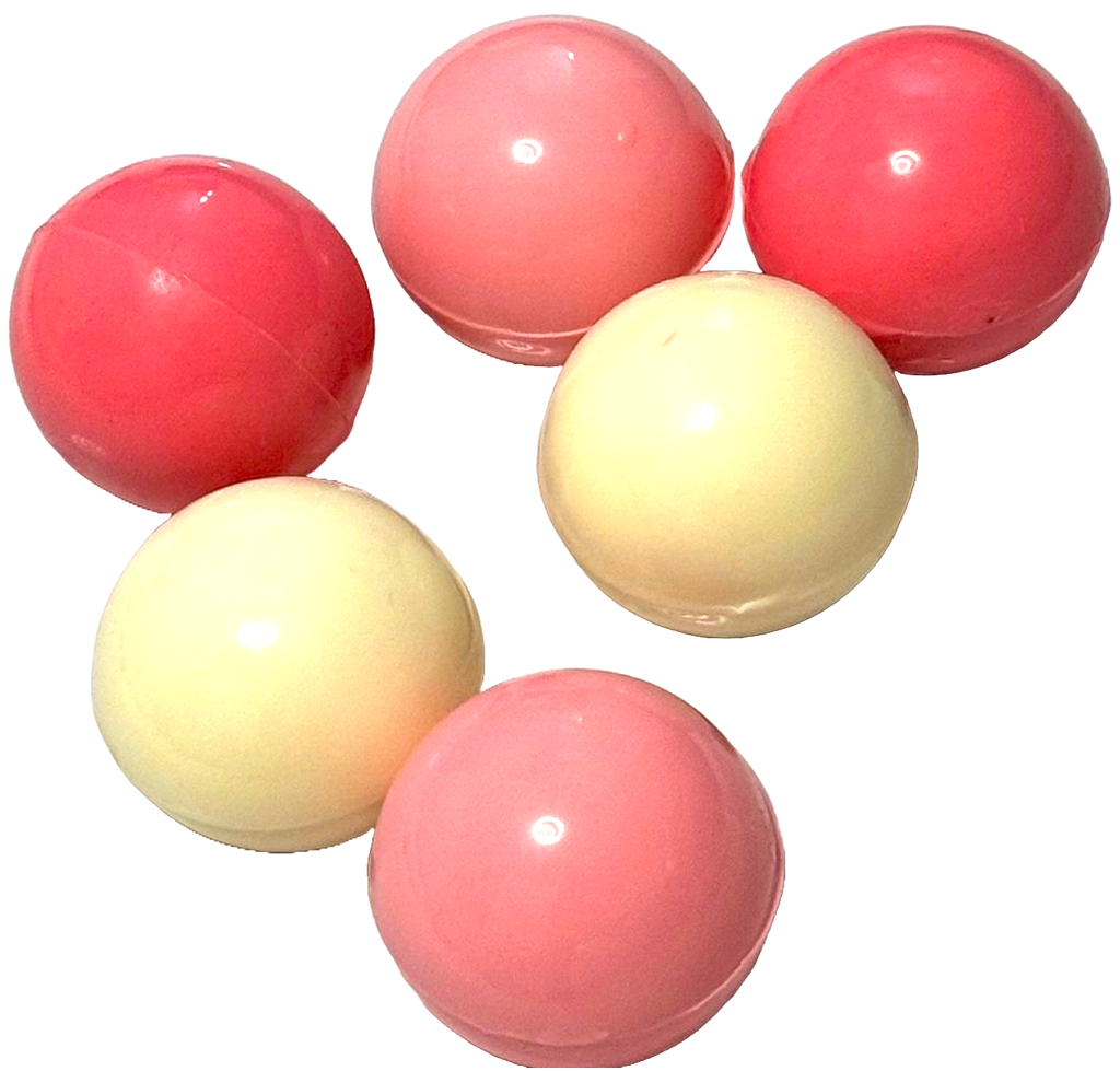 Lot de 6 sphères en chocolat rose, rose fluo et blanc