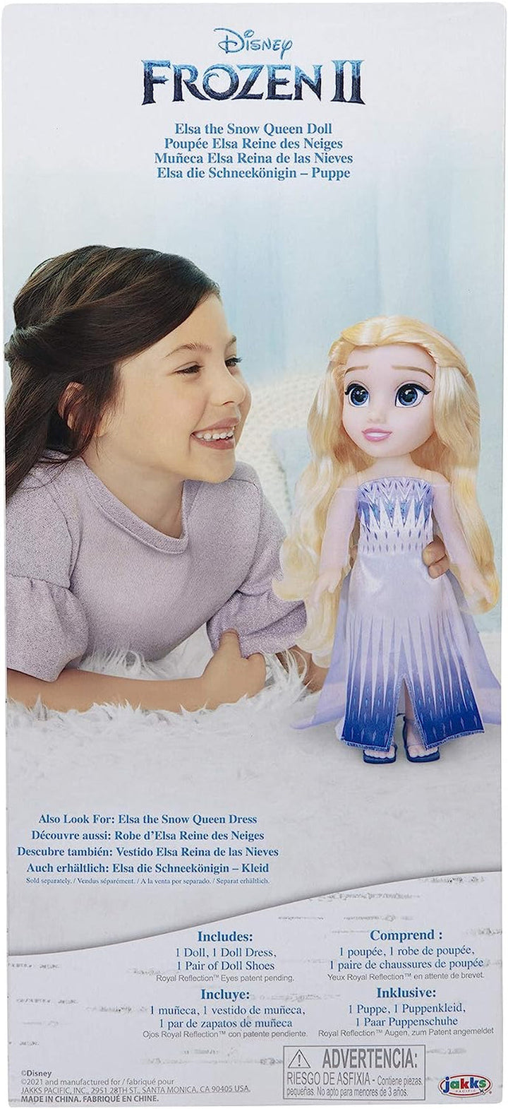 Disney Frozen 2 ELSA The Snow Queen Doll - 35 cm înălțime, păpușă mobilă în rochie de modă iconică și cu păr lung care curge pentru distracție suplimentară în timpul jocului, pentru fete cu vârsta de 3 ani și peste, 214894