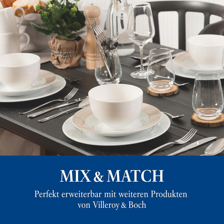 Vivo by Villeroy & Boch Basic White Tafelservice 12 Teilig Weiß, Teller Set, Weißes Geschirr, Geschirrset 6 Personen, Essservice, Speiseteller, Suppenteller, Spülmaschinenfest, Premium Porzellan