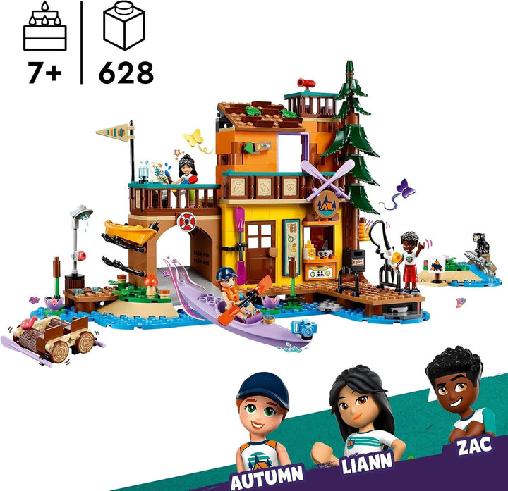 LEGO Friends Tabără de aventură cu caiac, jucărie de construcție pentru jocuri de rol, idee de cadou pentru fete și băieți de la 7 ani, set cu 3 figurine și un urs, jucărie de camping 42626