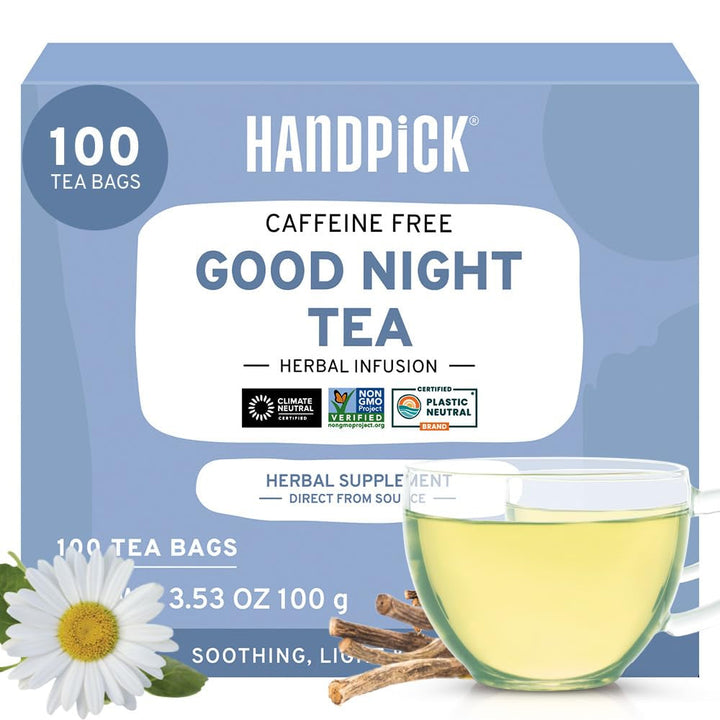 HANDPICK, pliculețe de ceai verde (100 pliculețe) Fără gluten și ceai verde pur | Pliculețe rotunde de ceai verde, fără adeziv, fără înălbitor, fără sfori | Ceai fierbinte/Kombucha sau infuzat la rece | Ceai verde
