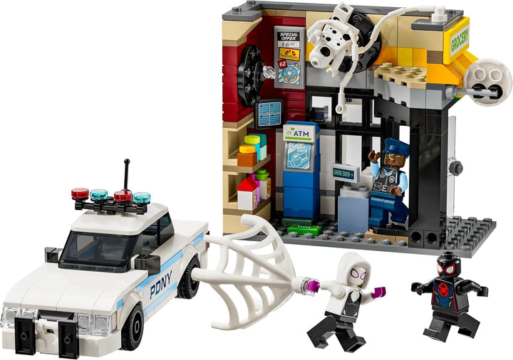 LEGO Marvel Spider-Verse: Miles Morales Vs. Spot - Set de joacă pentru supereroi cu mașină de jucărie - 4 minifigurine și mini-market - Cadou pentru băieți și fete cu vârsta de 9+ 76311