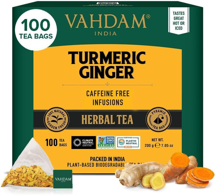 VAHDAM, ceai verde din Himalaya (100 pliculețe de ceai) 100% pur și aromat | Frunze de ceai verde natural | Vegan, fără gluten, fără lactoză | Proaspăt și direct de la sursa din India | Ceai verde
