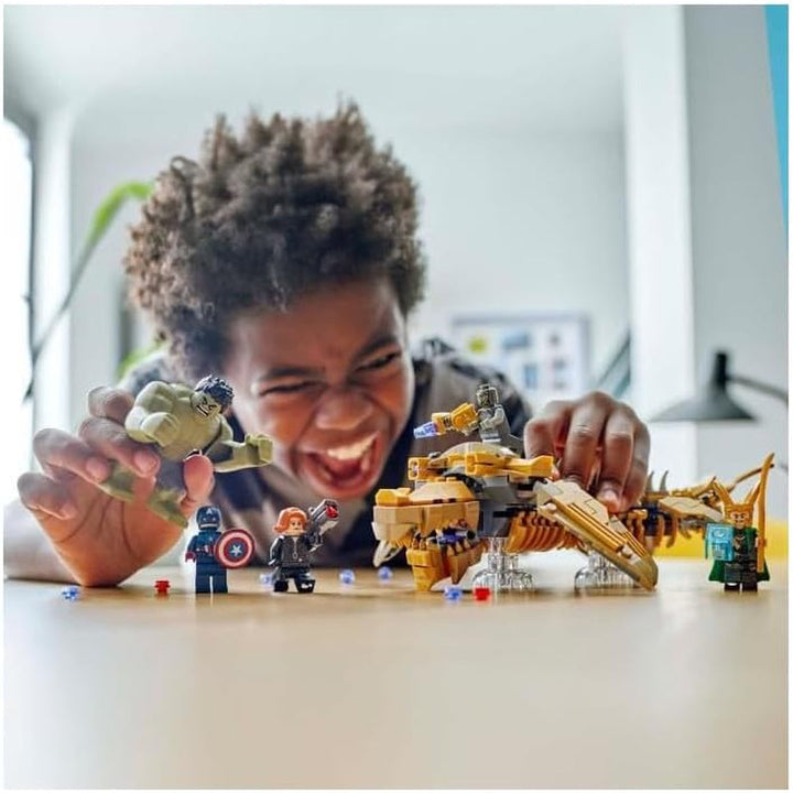 LEGO Marvel Avengers Vs. Leviathan, jucărie de construcție, set cu Hulk și minifigurinele Captain America, Loki, Black Widow și Chitauri, set de joacă Avengers pentru băieți și fete de peste 7 ani 76290