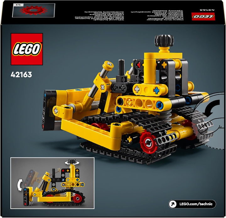 Buldozer greu LEGO Technic, buldozer de jucărie de construit, de adăugat la șantierul tău de construcții, jucărie de construcții pentru copii, cadou tehnologic pentru băieți și fete de la 7 ani 42163