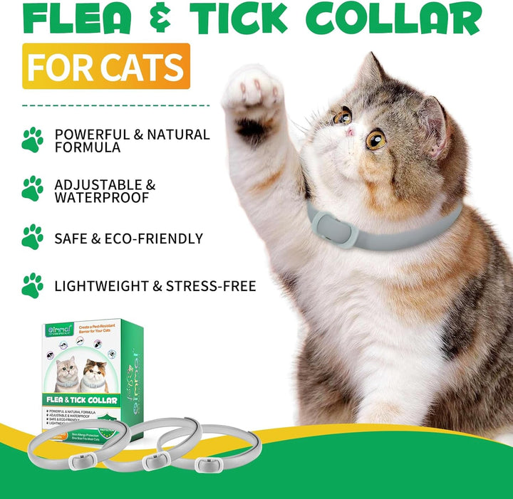 QLIGES Zgardă antipurici și căpușe pentru pisici, pachet de 4 zgărzi antipurici pentru pisici, protecție eficientă 24 de luni, protecție împotriva alergiilor cutanate, moale și confortabilă, reglabilă, impermeabilă, potrivită pentru toate pisicile