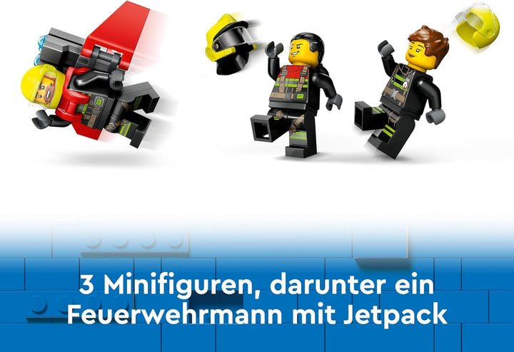 LEGO City Firefighting Plane, Set de pompieri cu avion jucărie pentru copii, set de construcție cu 3 figuri de pompieri și decor de incendiu, idee excelentă de cadou pentru băieți și fete de la 6 ani 60413