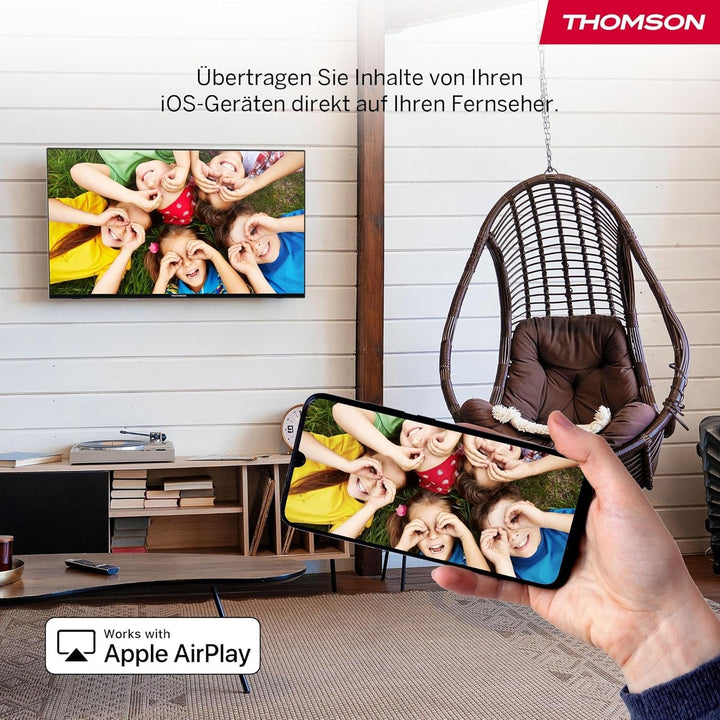 Thomson 32'' (80 Cm) HD – LED Fire TV – Alexa-Sprachsteuerung, Airplay-Unterstützung, Triple Tuner, Bluetooth, HDMI, Usb-Anschlüsse, AV in Und CI+ – 32HF2S34 – 2024