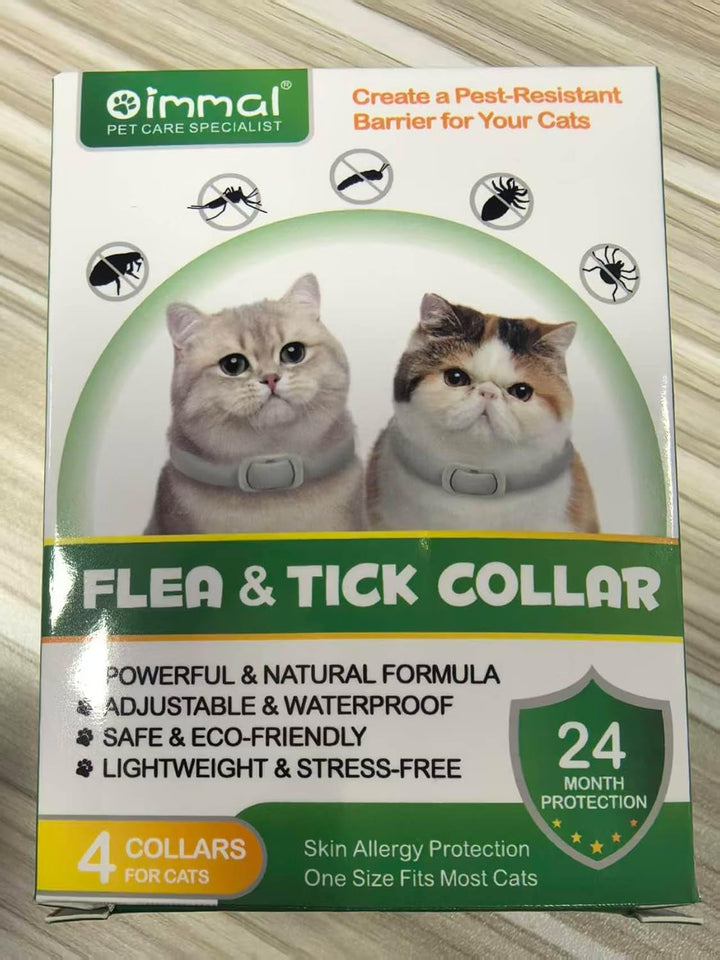 QLIGES Zgardă antipurici și căpușe pentru pisici, pachet de 4 zgărzi antipurici pentru pisici, protecție eficientă 24 de luni, protecție împotriva alergiilor cutanate, moale și confortabilă, reglabilă, impermeabilă, potrivită pentru toate pisicile